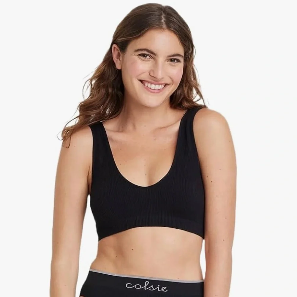 Women's Reversible Neckline Seamless Bralette -Colsie Black - Picture 1 of 3